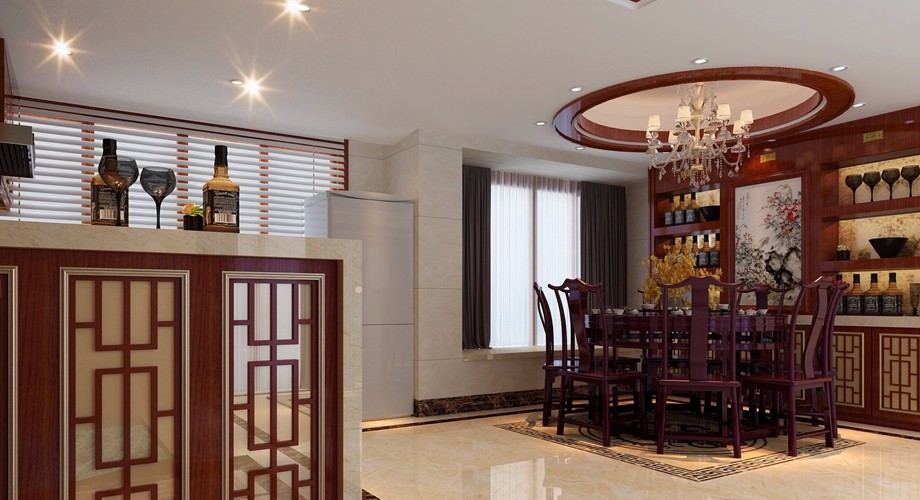 石家莊裝修案例天?！げ┭攀⑹?中式風(fēng)格 117平